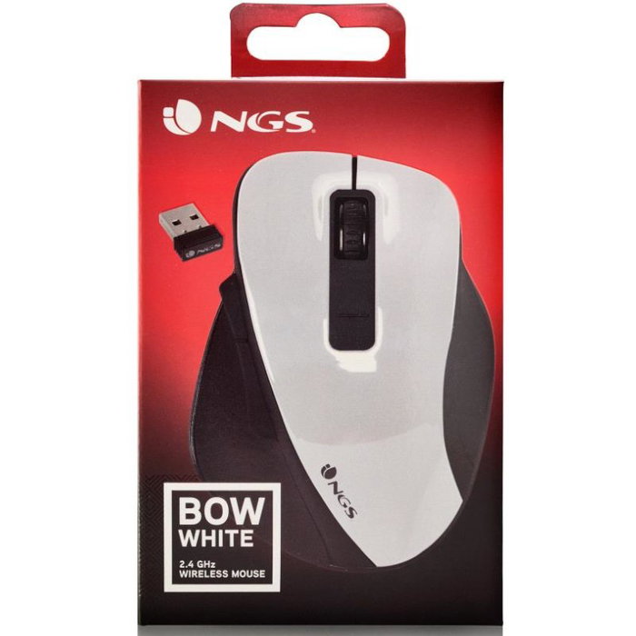 NGS Bow Ratón Inalámbrico 1600 DPI Blanco